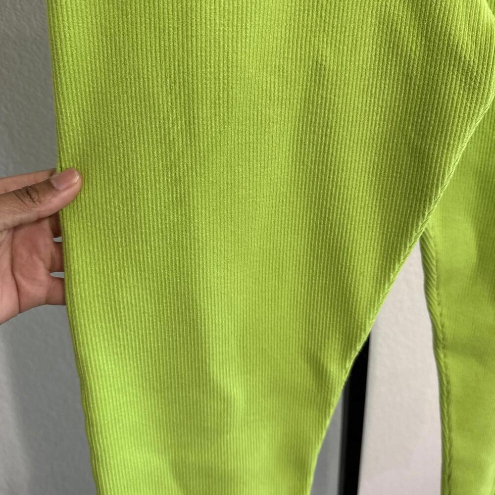 NWT Adidas X Ivy Park Lime Green Heavy Knit Ribbed Jogger Sweatpants - MED - Picture 4 of 12